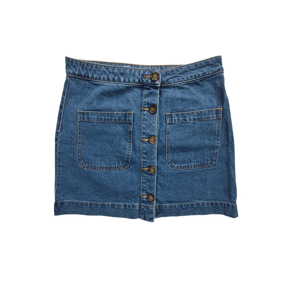 We The Free Button Front Denim Mini Skirt Blue Women's Size 28 High Rise